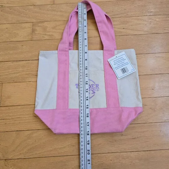 Trader Joes | whimsy pastel pink mini canvas tote bag - Picture 9 of 11